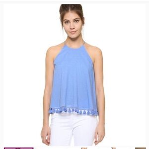 TORY BURCH LINDSAY TOP CORNFLOWER BLUE. Size 2. 100% Cotton